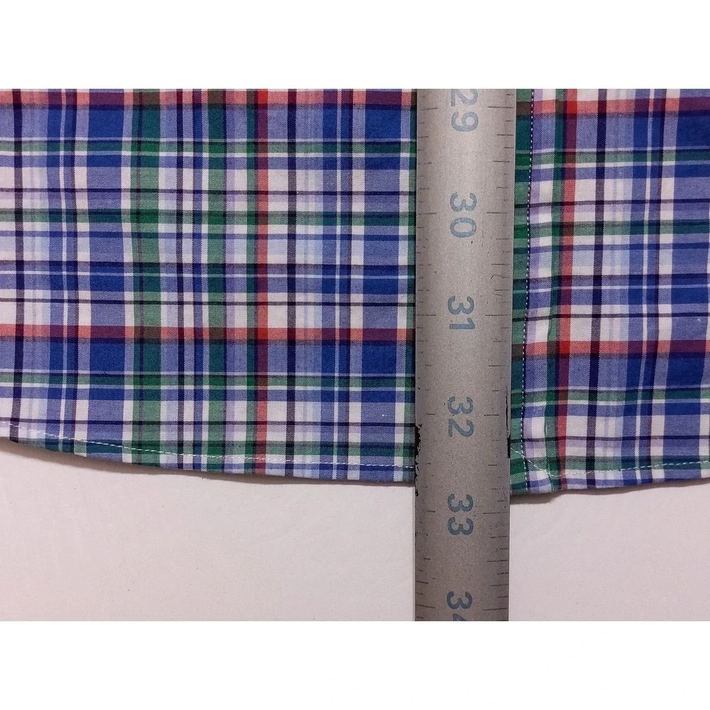 POLO RALPH LAUREN Long Sleeve Button Shirt Blue Green Red Plaid XL Slim‎ Fit